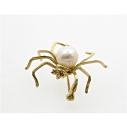 PEARL AND RUBY SPIDER BROOCH