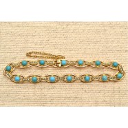 ANTIQUE TURQUOISE AND PEARL BRACELET