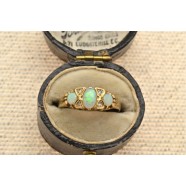 SEVEN STONE DIAMOND AND OPAL RING